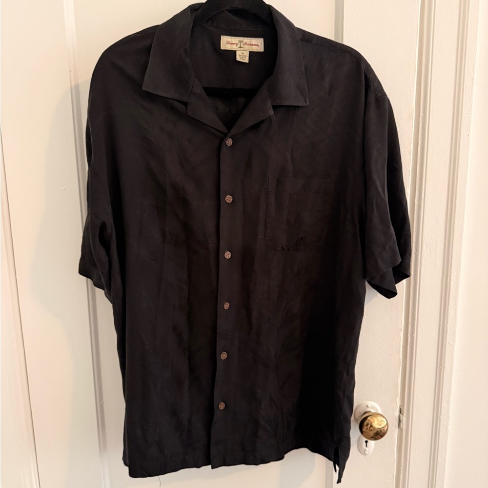 Tommy Bahama Black Casual Button Down Shirt Silk